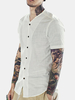 Chinese Style Vintage Casual Cotton Linen Slim Fit Short Sleeve Dress Shirts for Men