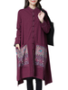 Chinese Style Vintage Printed Button Split High Low Cardigan For Women