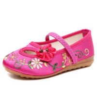 Chinoiserie Embroidered Shoes Flower Casual Flats For Girls