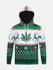 Chirstmas Theme Deer Snow Flakes Printing Front Pocket Casual Sport Hoodies