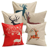 Christmas Elk Cotton Linen Throw Pillow Case Cushion Cover Home Sofa Decor