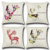 Christmas Elk Deer Cotton Linen Throw Pillow Case Cushion Cover Home Decor