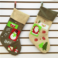 Christmas Gift Santa Snowman Pattern Socks Bags Claus Linen Hanging Stockings