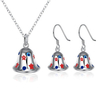 Christmas Jewelry Set Silver Plated Bell Oil Drip Star Earrings Necklace Kit