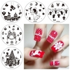 Christmas Nail Image Template Stamps Set Snowflake Bird Snowman Angel Santa Claus 5Pcs