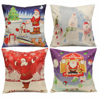 Christmas Santa Claus Gift Cotton Linen Throw Pillow Case Sofa Home Car Cushion Cover