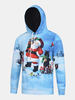 Christmas Style Cartoon Santa Animals Printing Front Pocket Casual Sport Hoodies
