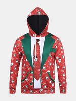 Christmas Theme Funny Suit Printing Front Pocket Casual Sport Hoodies