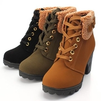 Chunky Fur Lace Up Ankle Boots