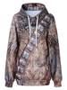 Classic Digital Print Hooded Drawstring Sweatshirt For Women