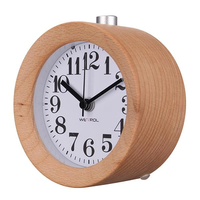 Classic Digital Table Snooze Beech Wood Alarm Clock LED Light Round Silent Home Decor