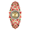 Cloisonne Bracelet Watch Vintage Oil Drip Flower Rhinestone Women Watch