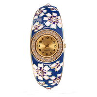 Cloisonne Flower Watch Retro Flower Butterfly Rhinestone Watch