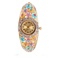 Cloisonne Vintage Watch Retro Flower Rhinestone Watch