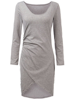 Clubwear Bodycon Split Asymmetric Scoop Neck Pencil Mini Dress