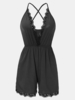 Clubwear Deep V-neck Lace Patchwork High Waist Strap Sexy Women Jumpsuit