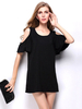 Cold Shoulder Flouncing O-neck Short Sleeve Mini Dress For Women