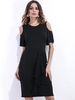 Cold Shoulder Patchwork Short Sleeve O-neck Dress For Women