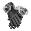 Cold Winter Warm Women Rabbit Fur Artificial Leather Screen Touch Windproof Gloves