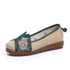 Color Blocking Colorful Embroidered Flat Vintage Loafers