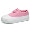 Color Blocking White Toe Lace Up Canvas Flat Casual Shoes