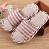 Color Macth Stripe Slip On Peep Toe Flat Home Slippers