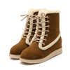 Color Match Lace Up Heel Increasing Ankle Warm Boots