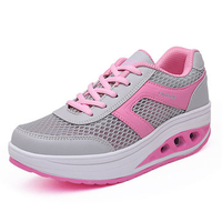 Color Match Mesh Breathable Lace Up Casual Sport Rocker Sole Shoes
