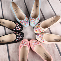 Colorful Bead Crescent Moon Slip On Flat Mary Jane Shoes