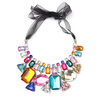 Colorful Big Crystal Ribbon Chain Statement Necklace