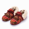 Colorful Folded Fur Bowknot Slip On Warm Floor Indoor Slippers
