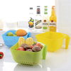 Colorful Home Draining Basket Fruits Vegetables Basket Tape Handle Plastic Basket