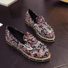 Colorful Pattern Stripe Rivet Retro Flat Slip On Button Shoes