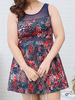 Comfortable Flirty Colorful Printing Sleeveless Breathable Swimdresses For Women