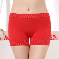 Comfortable Seamfree Polka Dot Modal Mid Waist Breathable Boyshorts For Women