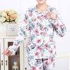 Comfy Cotton Long Sleeve Cardigan Nightwear Floral Printing Sleepwear Sets For Women