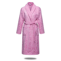 Comfy Flannel Bathrobe Printing Thicken Nightgown Sleepwear For Adults