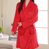 Comfy Flannel Thicken Long Cardigan Bathrobes Pure Color Sleepwear For Women