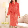 Comfy Flannel Turn-down Collar Long Sleeve Bathrobe Thicken Nightgown For Women