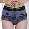 Comfy Lace-trim Classic Print Menstrual Leak Proof Soft Breathable Panties For Women