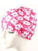Comfy Stretchy Floral Printed Pleated Protect Ears Long Hair Swimming Cap