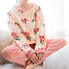 Comfy Thicken Keep Warm Pajamas Coral Velvet Long Sleeve Sleepwear Sets For Women