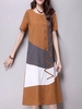 Contrast Color Geometry Vintage Patchwork Women Dress