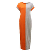 Contrast Color Pockets Short Batwing Sleeve Loose Patchwork Maxi Dress