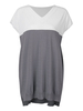Contrast Pullover V-Neck Patchwork Loose Knitted Women Mini Dress