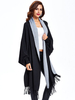 Contrast Tassel Cape Knit Loose Shawl Loose Women Cardigan