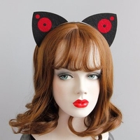 Cosplay Funny Headband Black Cotton Two Circle Ear Party Headband