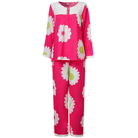 Cosy Round Neck Long Sleeve Pajamas Breathable Sleepwear Sets For Women