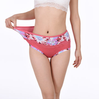Cosy Seamless Breathable Modal Printing Panties Mid Waist Briefs For Women