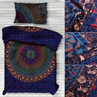 Cotton Bohemian Mandala Hippie Bedding Quilt Queen Size Duvet Cover Pillowcases Set Decor
